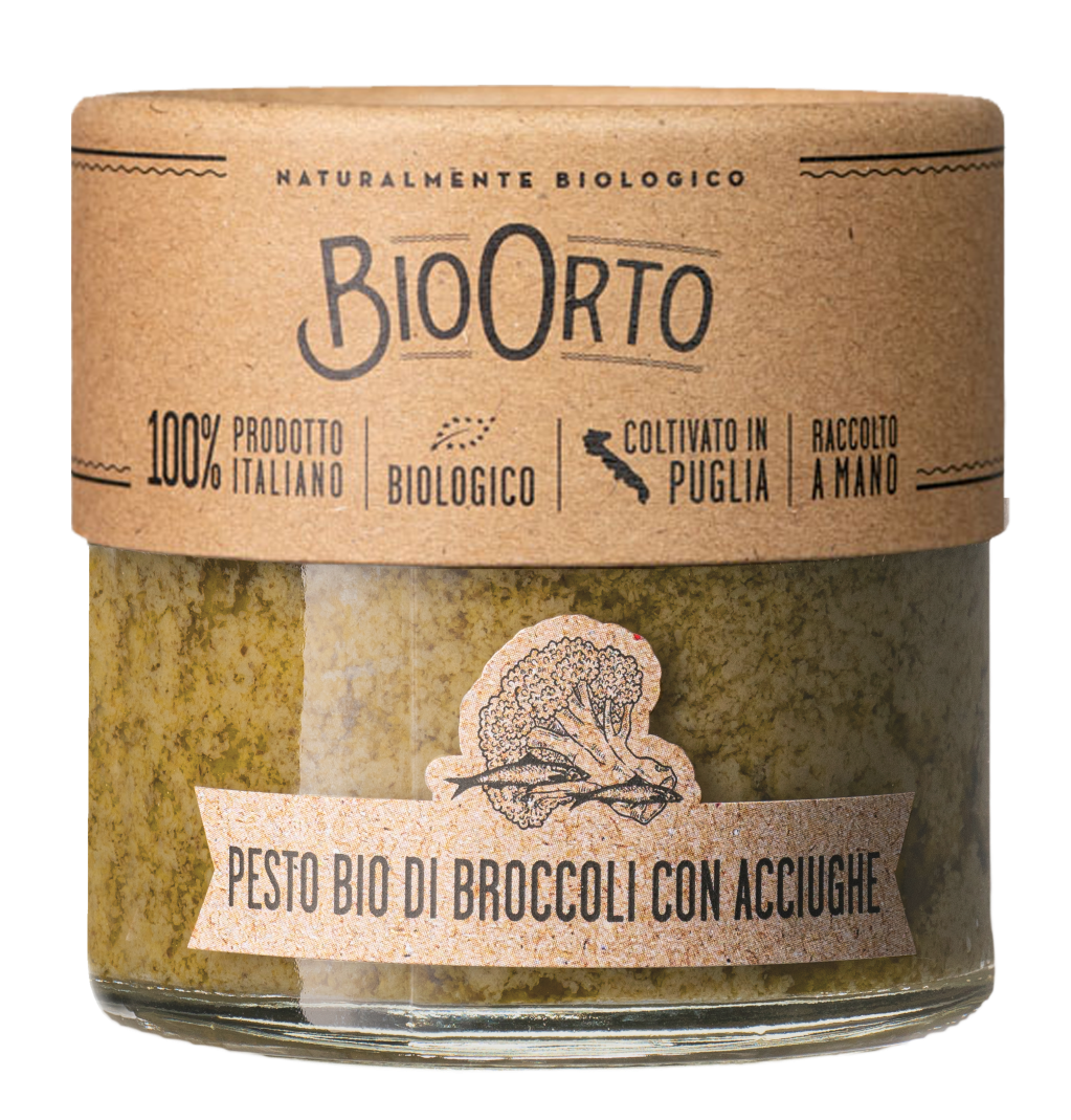Bio Orto, Pesto di Broccoli con Acciughe - Broccoli and Anchovy Pesto, 185g