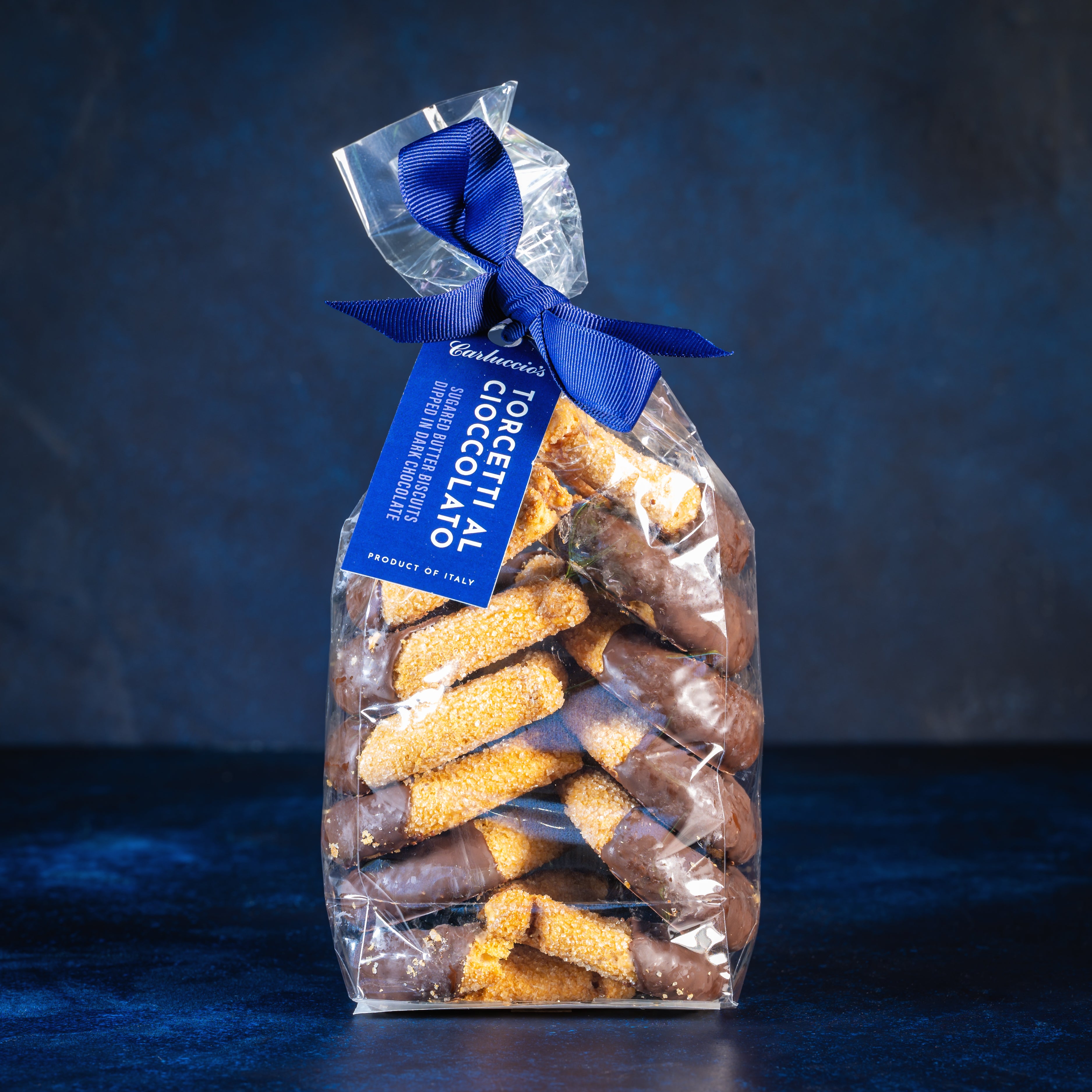 Torcetti al Cioccolato - Sugared Butter Biscuit Dipped in Dark Chocolate, 200g