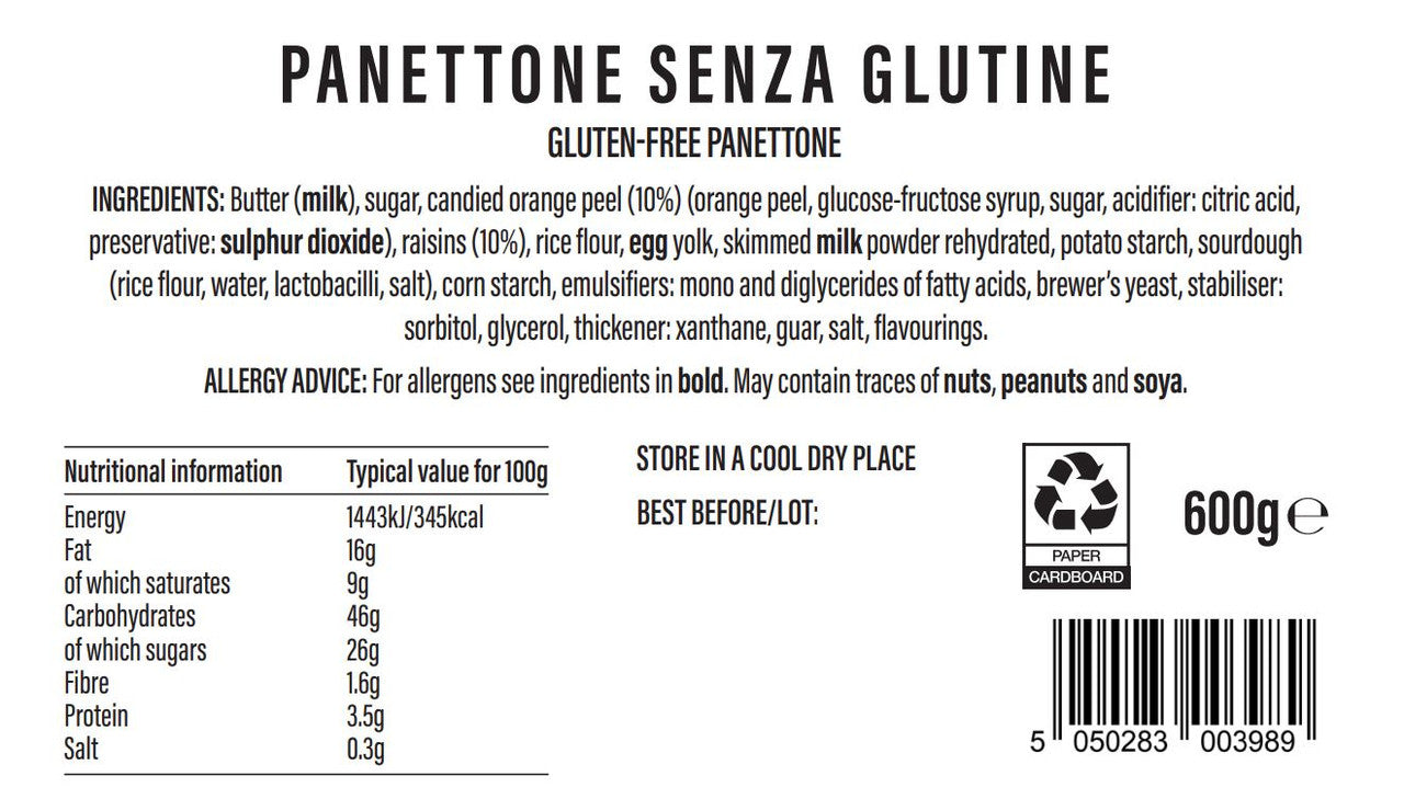 Panettone Senza Glutine - Gluten Free, 600g