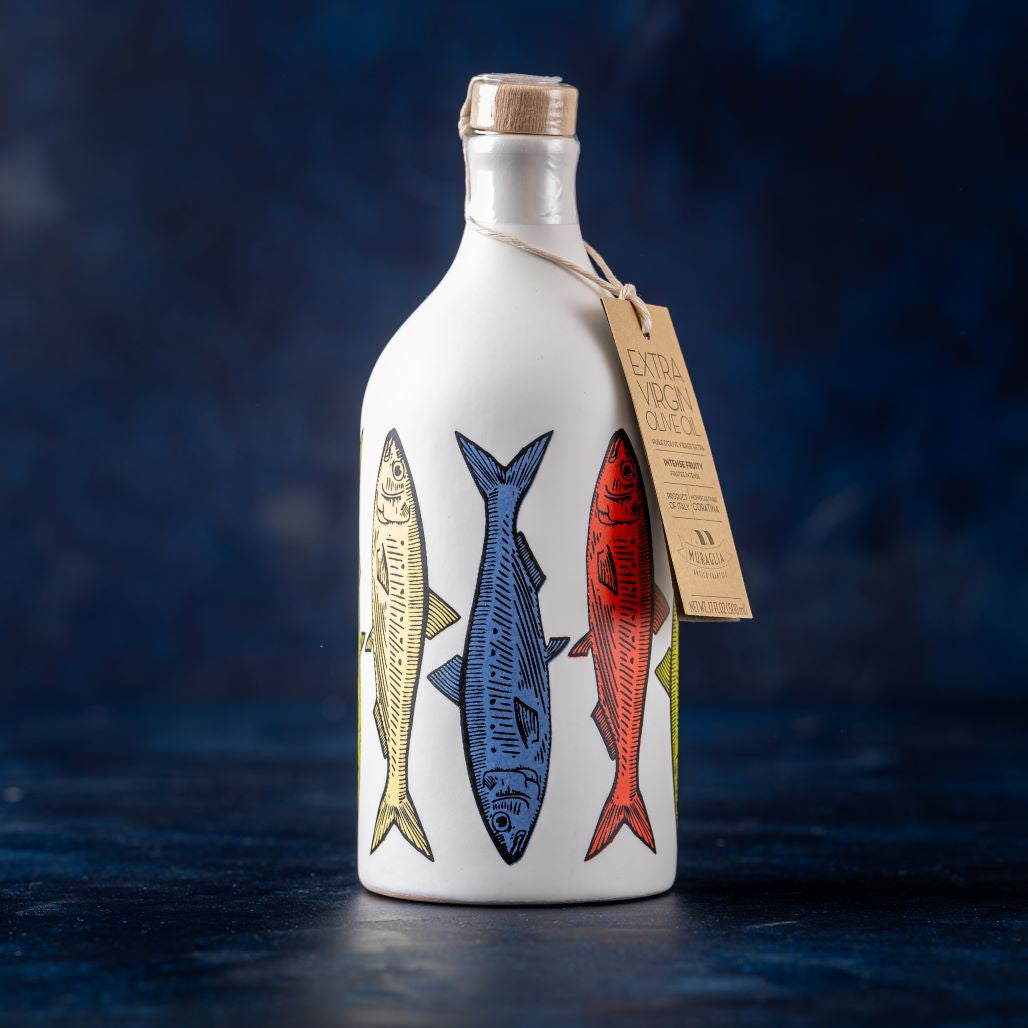Muraglia, Extra Virgin Olive Oil, Hand Painted Sardine Bottle, 500ml