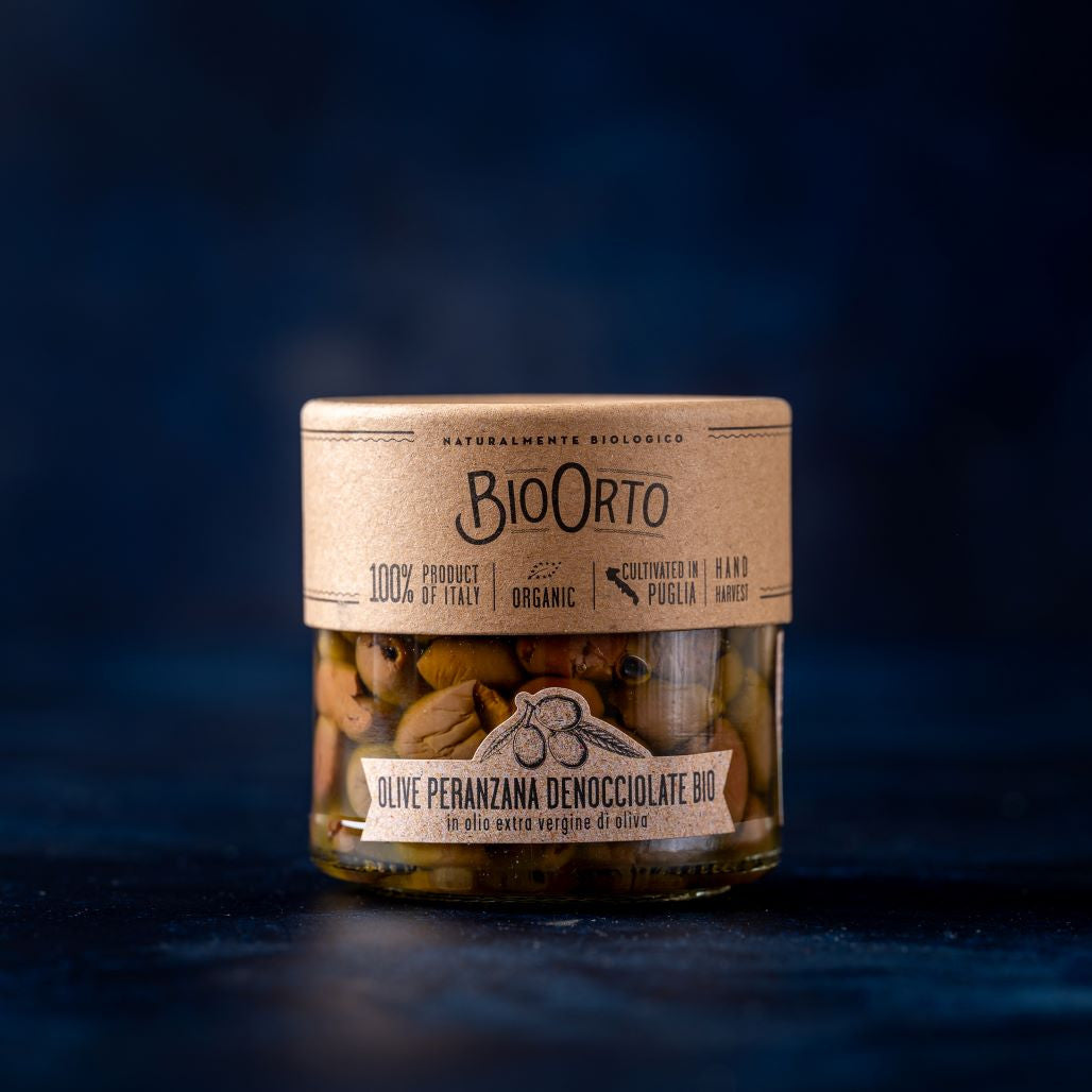 Bio Orto, Pitted Peranzana Olives in Extra Virgin Olive Oil, 180g
